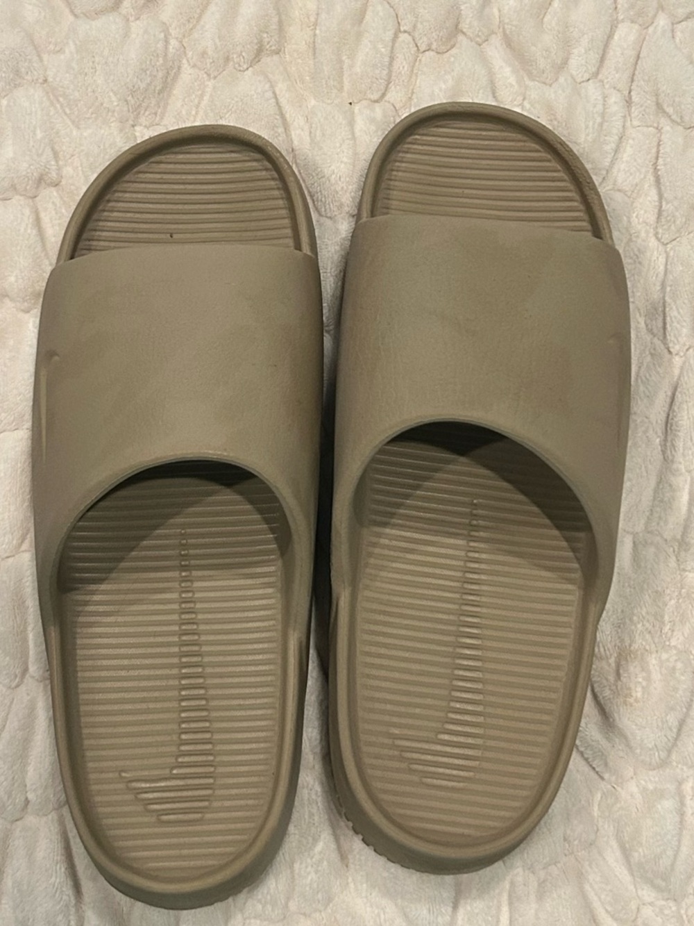 Neutral Taupe Slide Sandals